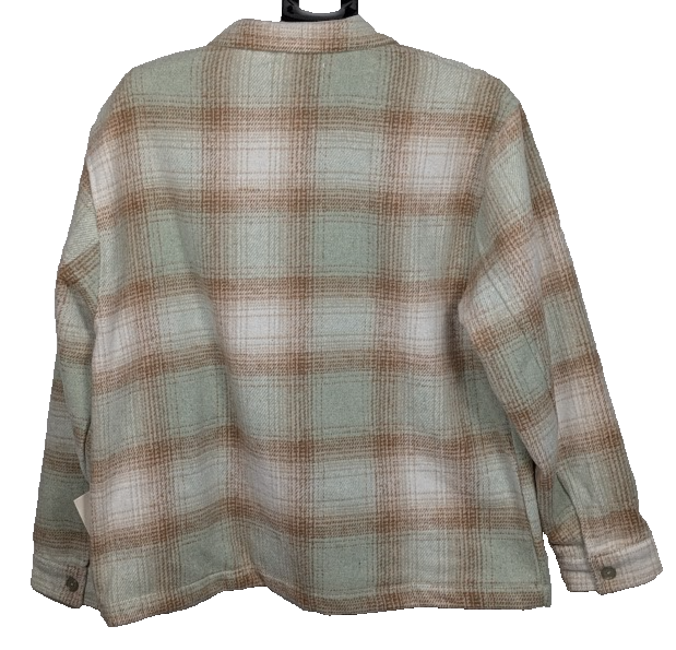 Museum Of Peace And Quiet Wordmark Cotton Plaid Jacket~Sage / Beige Size Medium Wordmark