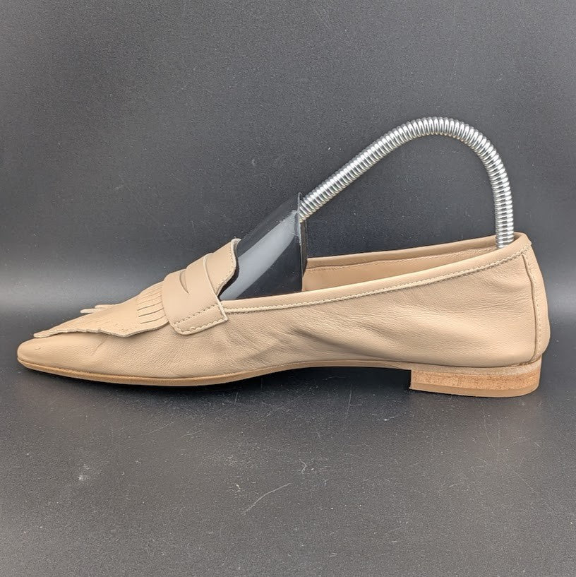 nila & nila Leather Penny Kilt Flat Loafers Nude ~ Size US 5-5.5 EU 36 Nila&Nila