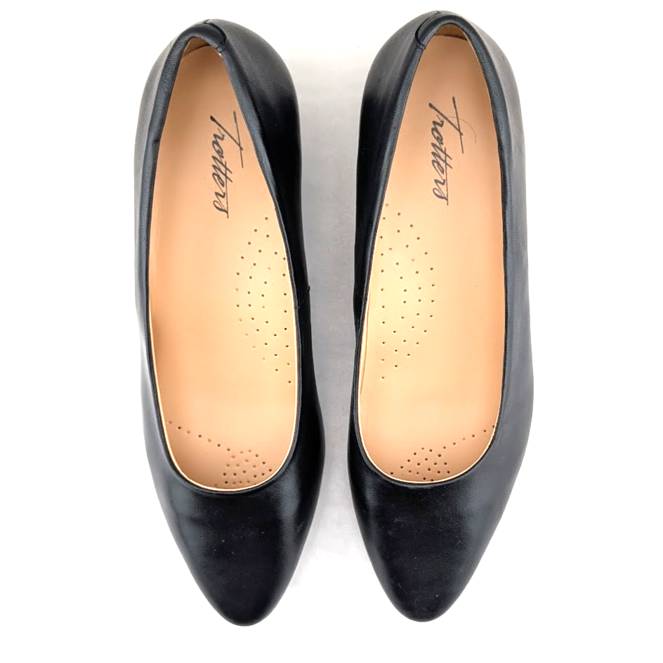 Trotters Jewel Black Leather Block Heel Pumps Women’s Size 7 Med $125 T2126-001 Trotters