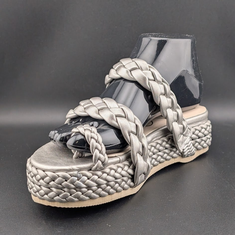Beach By Matisse Size 7 Braided Silver Rope Voyage Platform Sandals Beach By Matisse