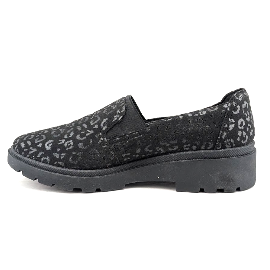 Clarks Women's Size 10 Calla Rae Black Leopard Print Loafer Flats Clarks