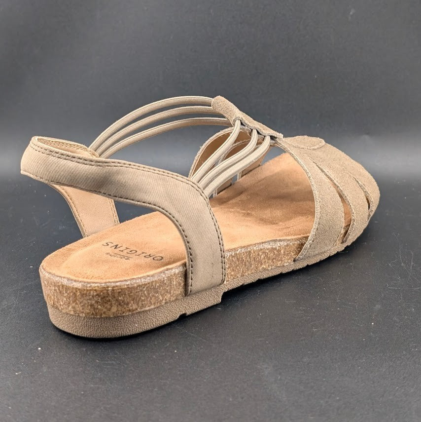 Earth Origins Laney Sandals Womens 7.5 Brown Sedona Sepia Strappy Slingback Flat Earth