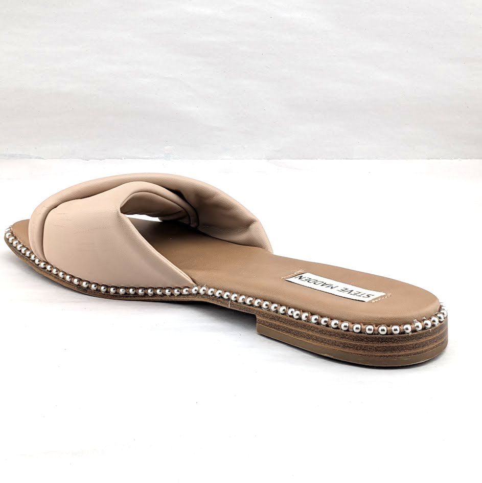 Steve Madden Beige Women’s Size 9 Rayne Studded Flat Sandal Slide Steve Madden