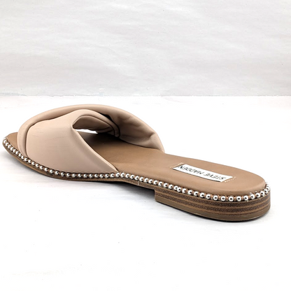 Steve Madden Beige Women’s Size 9 Rayne Studded Flat Sandal Slide Steve Madden