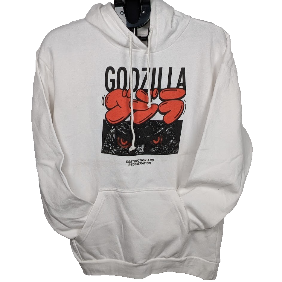 Godzilla Bubble Eyes White Hoodie Rare Size Medium PakTex Apparel