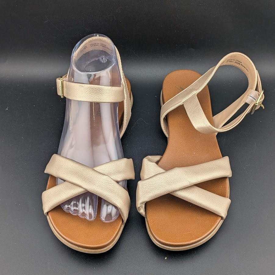 Xappeal Women's 7.5M Rayna Gold Puffy Slingback Sandal Shoes w/ Comfort Footbed X-Appeal