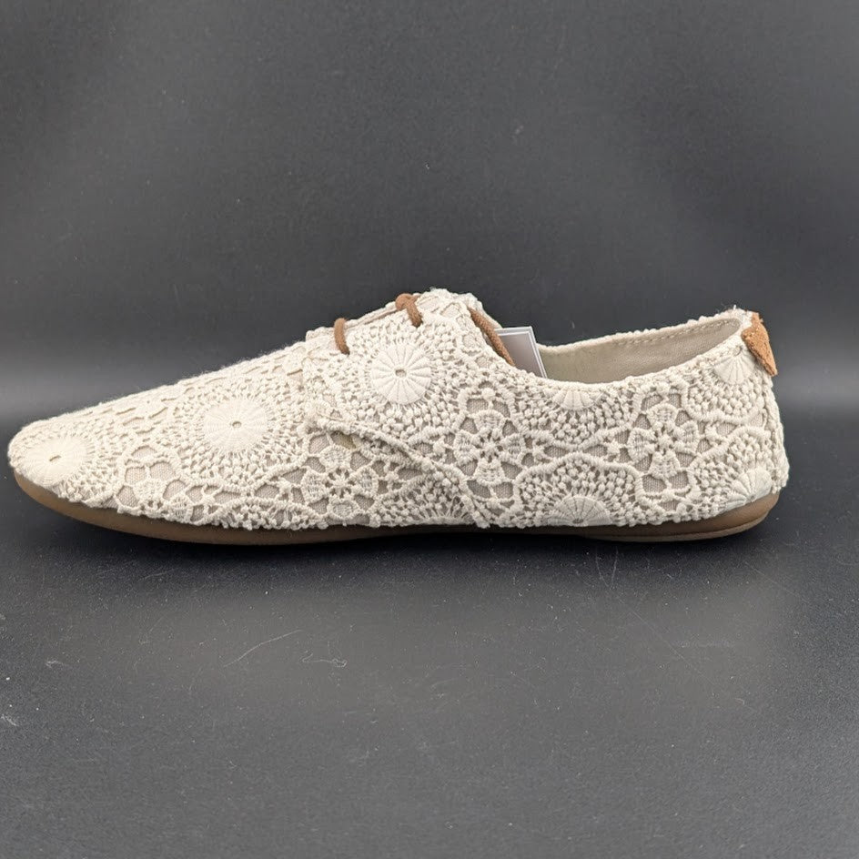 Sanuk Bianca Crochet Lace-Up  Womens White Flat Casuals 1015892-WOTM~MSRP $74.95 Sanuk