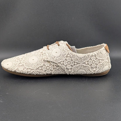 Sanuk Bianca Crochet Lace-Up  Womens White Flat Casuals 1015892-WOTM~MSRP $74.95 Sanuk