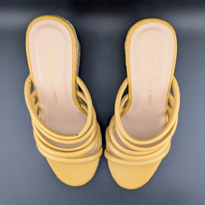 Chinese Laundry Sz 6.5 Eleana Platform Wedge Espadrille Sandals Gold Step In Chinese Laundry
