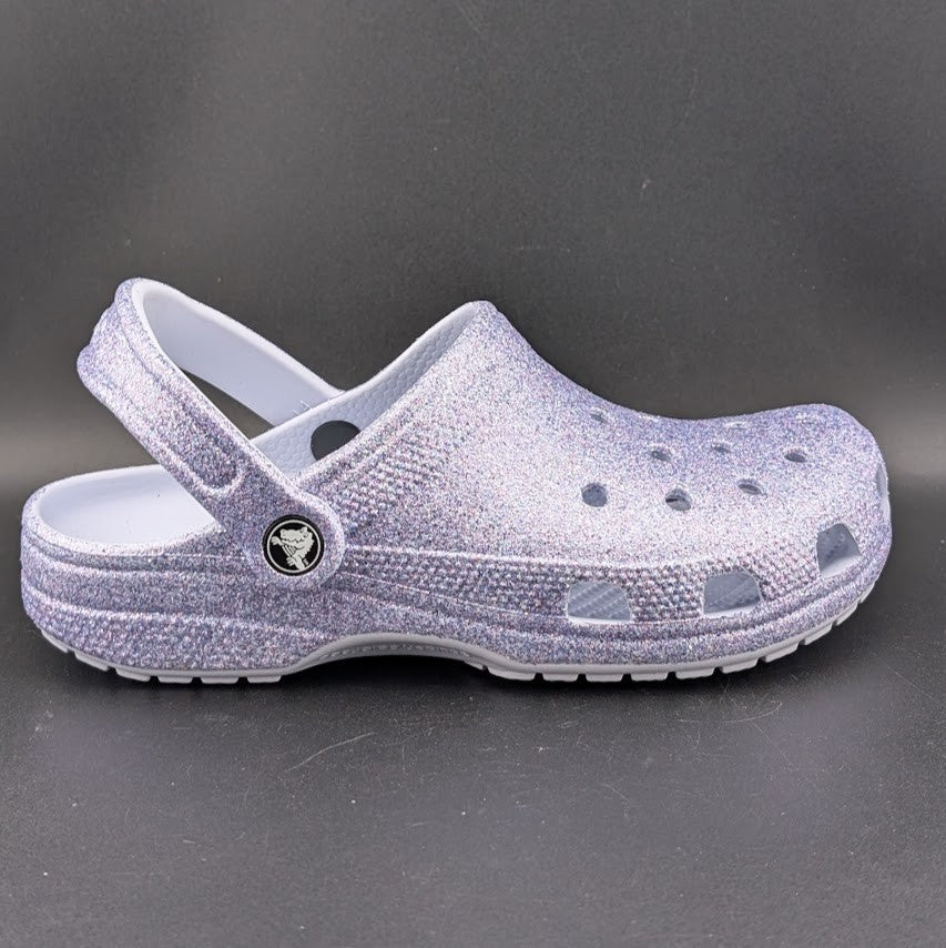 Big Kids' 4Y Classic Chunky Glitter Clog Grape Ice Holds 26 Jibbitz Charms Crocs