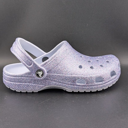 Big Kids' 4Y Classic Chunky Glitter Clog Grape Ice Holds 26 Jibbitz Charms Crocs