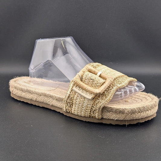 Haute Hippie Nyssa Sandals Espadrille Sole Straw Slide Size 10 Scallop Edge Haute Hippie