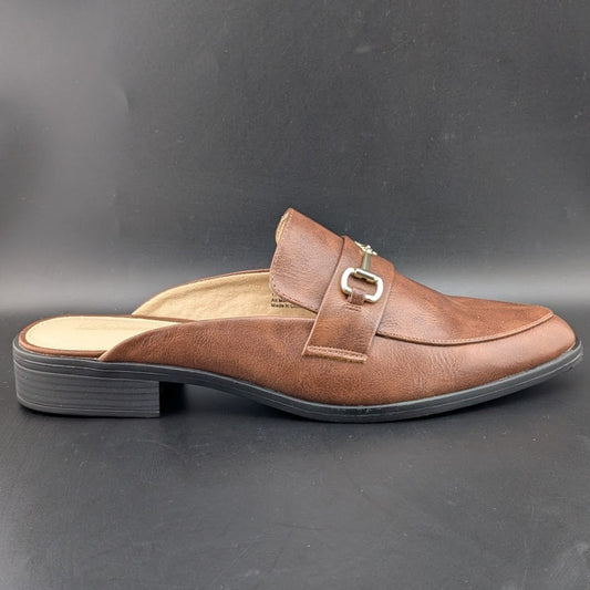 Dunion Brown Slip On Mules Women's Size 11M Faux Leather New In Box Dunion
