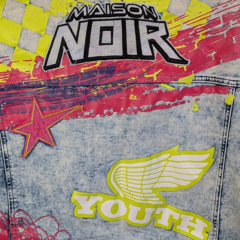 Maison Noir Fashion Denim Hand Painted Skull Jacket Men’s Sz XXL NEW w/ Tags Maison Noir