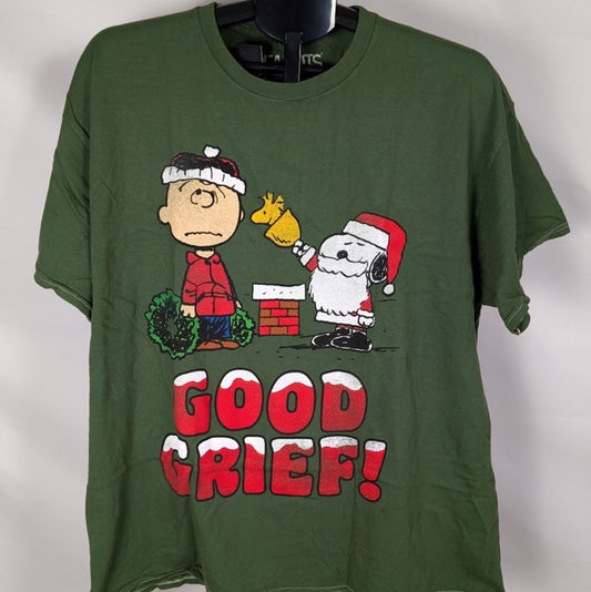Good Grief Charlie Brown w/ Snoopy Green T-shirt Size XL Ripple Junction