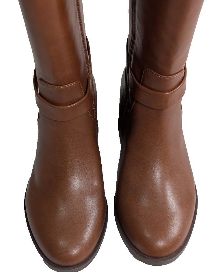 CHARTER CLUB Women's Size 5 Brown Johannes Round Toe Zip-Up Riding Boot Charter Club