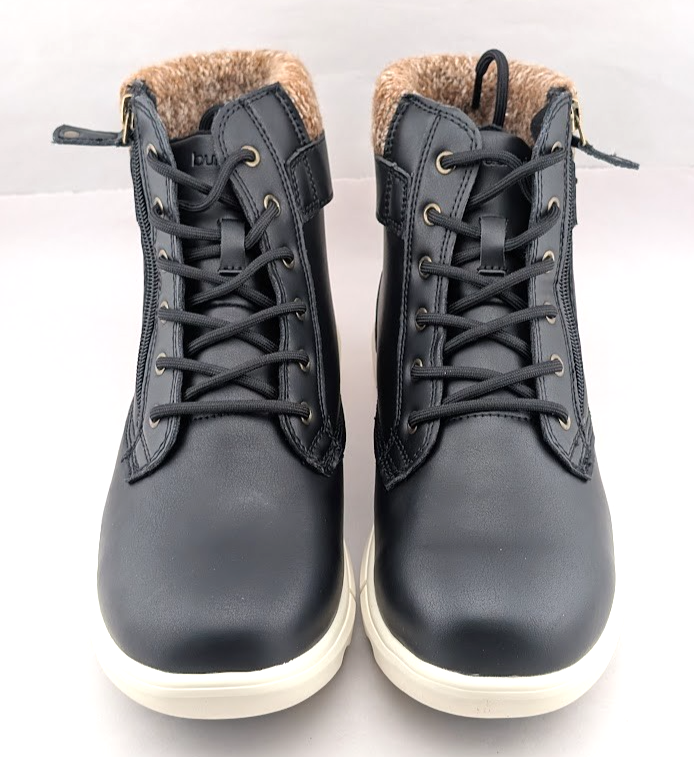 Womens 6.5 Warm Sneaker Boots Sweater Collar Side Zipper PU Leather unbranded