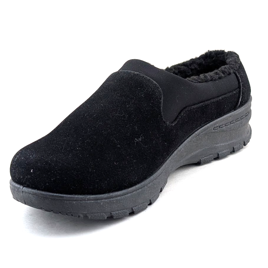 40% OFF ~Duluth Womens Sz 6.5 Mules Black Comfort Walking Shoe Faux Fur Clog Easy Street