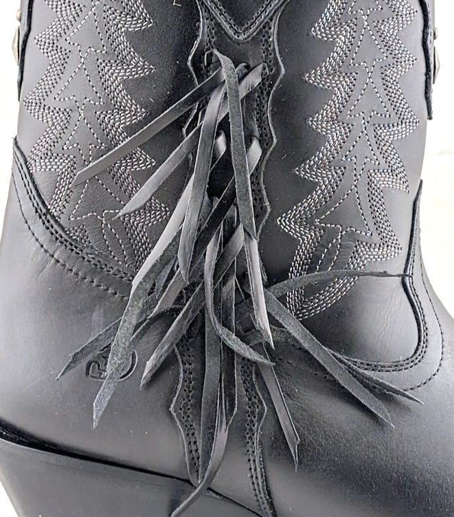 Durango Crush Womens Sz 9.5 Black Leather Tassles Cowboy Western Boots DRD0432 Durango