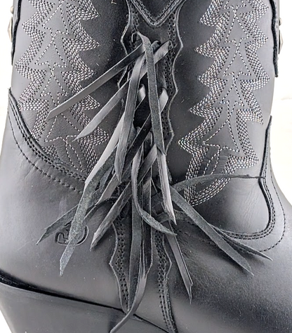 Durango Crush Womens Sz 9.5 Black Leather Tassles Cowboy Western Boots DRD0432 Durango
