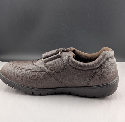 Footsaver by Drew~Poker, Mens Wide Brown Strap Slip-ons Sizes 11W-14W Diabetics Footsaver by Drew