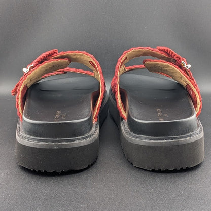 Marc Fisher Ltd Women's Size 9 Auggie Woven Dk Red Leather Buckle Footbed Sandal Marc Fisher