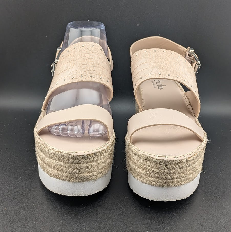 CHARLES by Charles David Women's Size 9.5 Scale Platform Wedge Sandals in Nude CHARLES DAVID