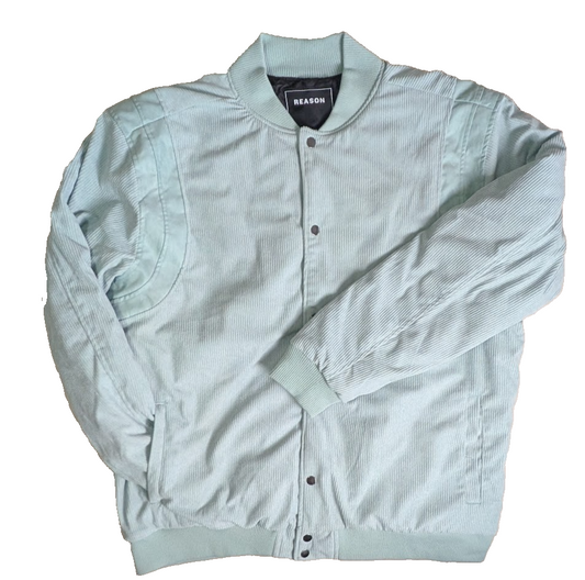 NWOT Reason Mint Green Corduroy Bomber Varsity Jacket XL Reason