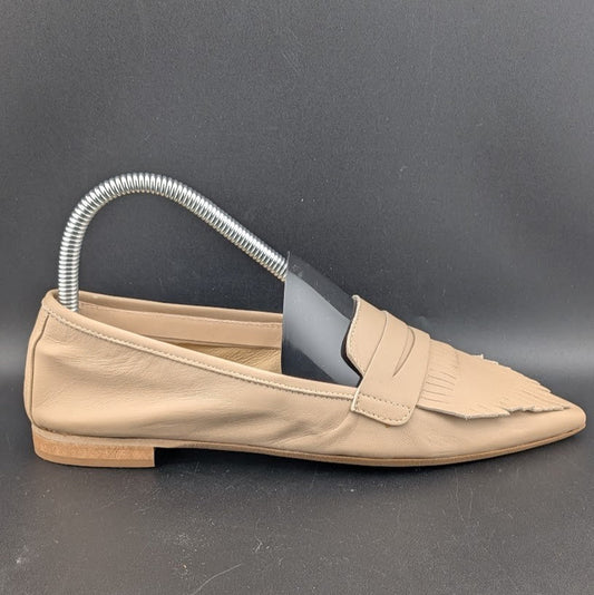 nila & nila Leather Penny Kilt Flat Loafers Nude ~ Size US 5-5.5 EU 36 Nila&Nila