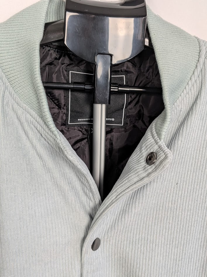 NWOT Reason Mint Green Corduroy Bomber Varsity Jacket XL Reason