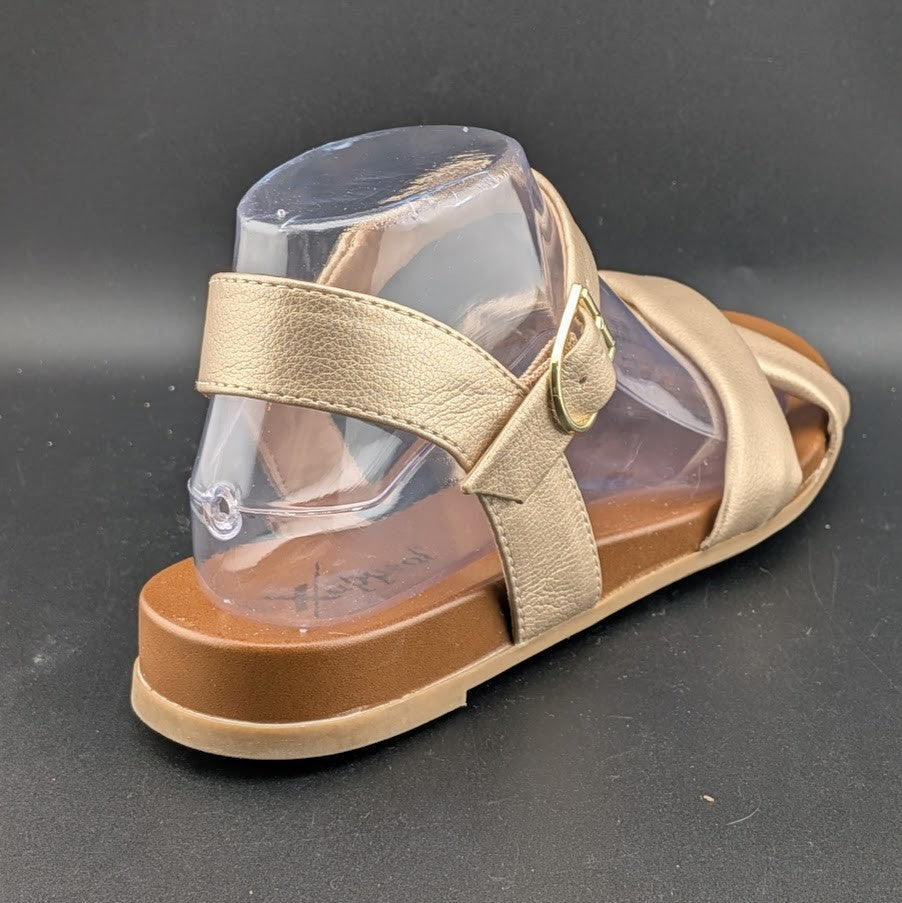 Xappeal Women's 7.5M Rayna Gold Puffy Slingback Sandal Shoes w/ Comfort Footbed X-Appeal