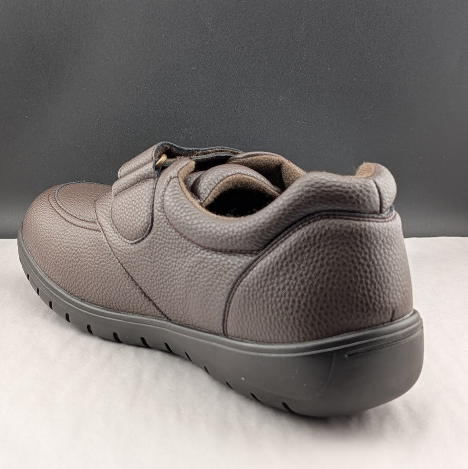 Footsaver by Drew~Poker, Mens Wide Brown Strap Slip-ons Sizes 11W-14W Diabetics Footsaver by Drew