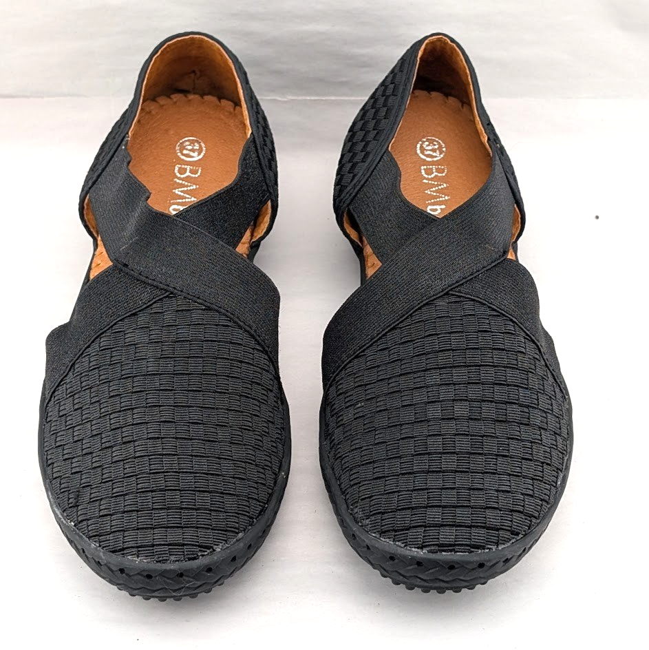 Bernie Mev Black Black Woven Strappy Slip-On Comfort Flat Sandals Women's Bernie Mev