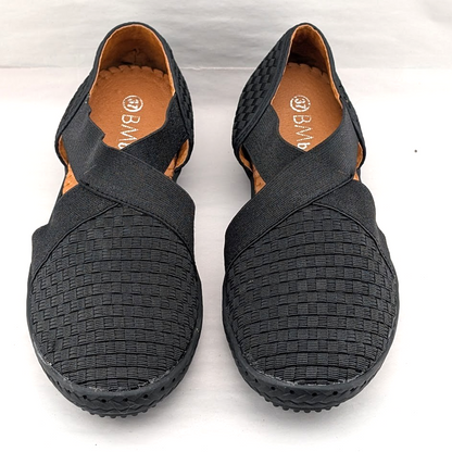 Bernie Mev Black Black Woven Strappy Slip-On Comfort Flat Sandals Women's Bernie Mev