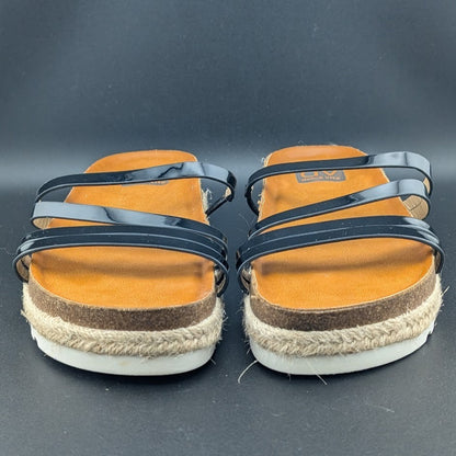 DV Dolce Vita Women's Size 6.5 Carlee Slide Sandal in Black / Tan w/ Jute Wrap Dolce Vita