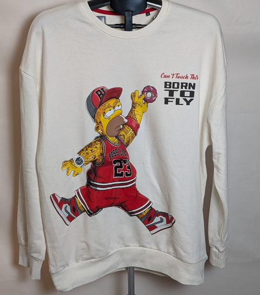 Lightweight Crewneck Sweatshirt Sz XL Homer Simpson Boss Life ~ Born To Fly Unknown