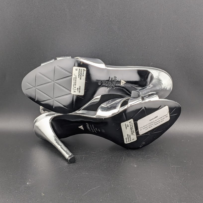 Schutz Size 6.5B*  Keefa Silver Slingback Leather 4" Heel Sandals NWOB MSRP $178 Schutz