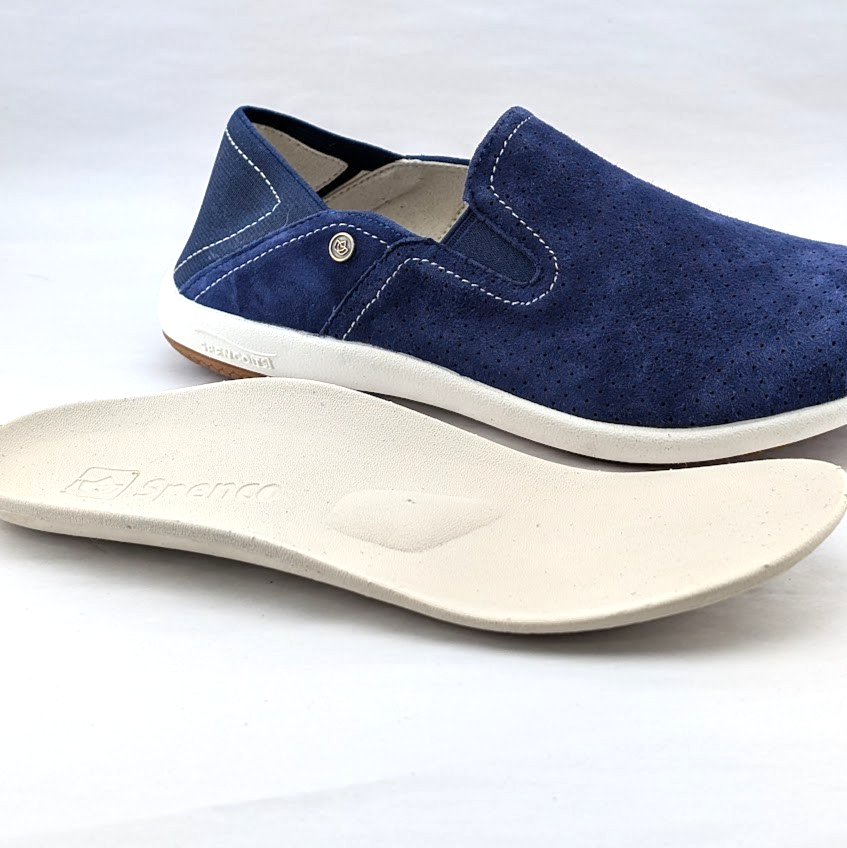 Spenco Brooklyn Women's US 6 Wide Navy Suede Convertible Slip-On Clogs Shoes Spenco