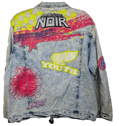 Maison Noir Fashion Denim Hand Painted Skull Jacket Men’s Sz XXL NEW w/ Tags Maison Noir