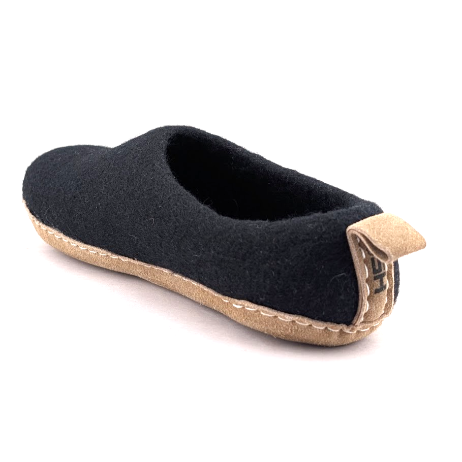 HAUSSIMPLE Indoor Wool Slippers ~ Mens Size 7.5 /  Womens Size 8.5-9*~ Black/Tan HAUSSIMPLE