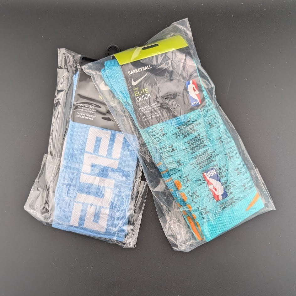 Nike Elite Quick NBA & Elite Crew Socks~Athletic Stars Tri-Color 2 Pairs Sz Lrg Nike