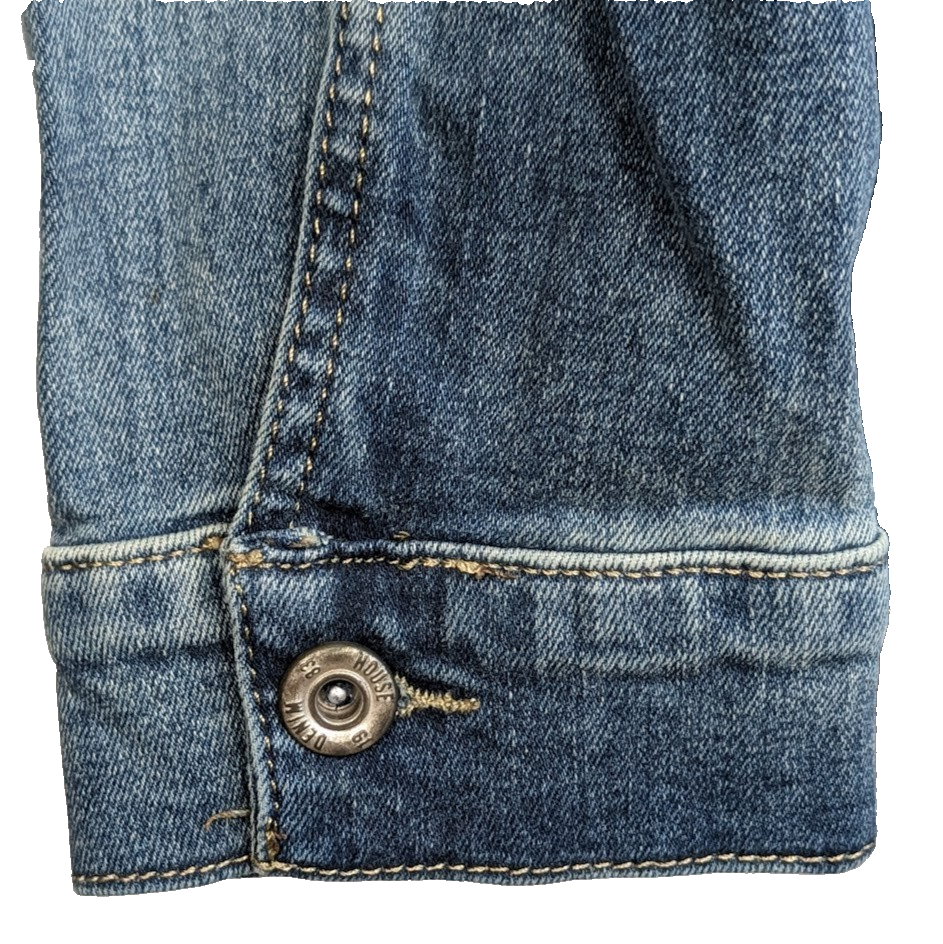Denim House Woman's Size XL Distressed Jean Jacket Faded NWT Denim House