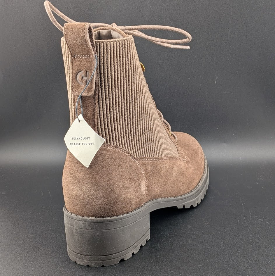 Cole Haan Women's 6.5W Camea Combat Boot Waterproof Dark Chocolate Brown Suede Cole Haan