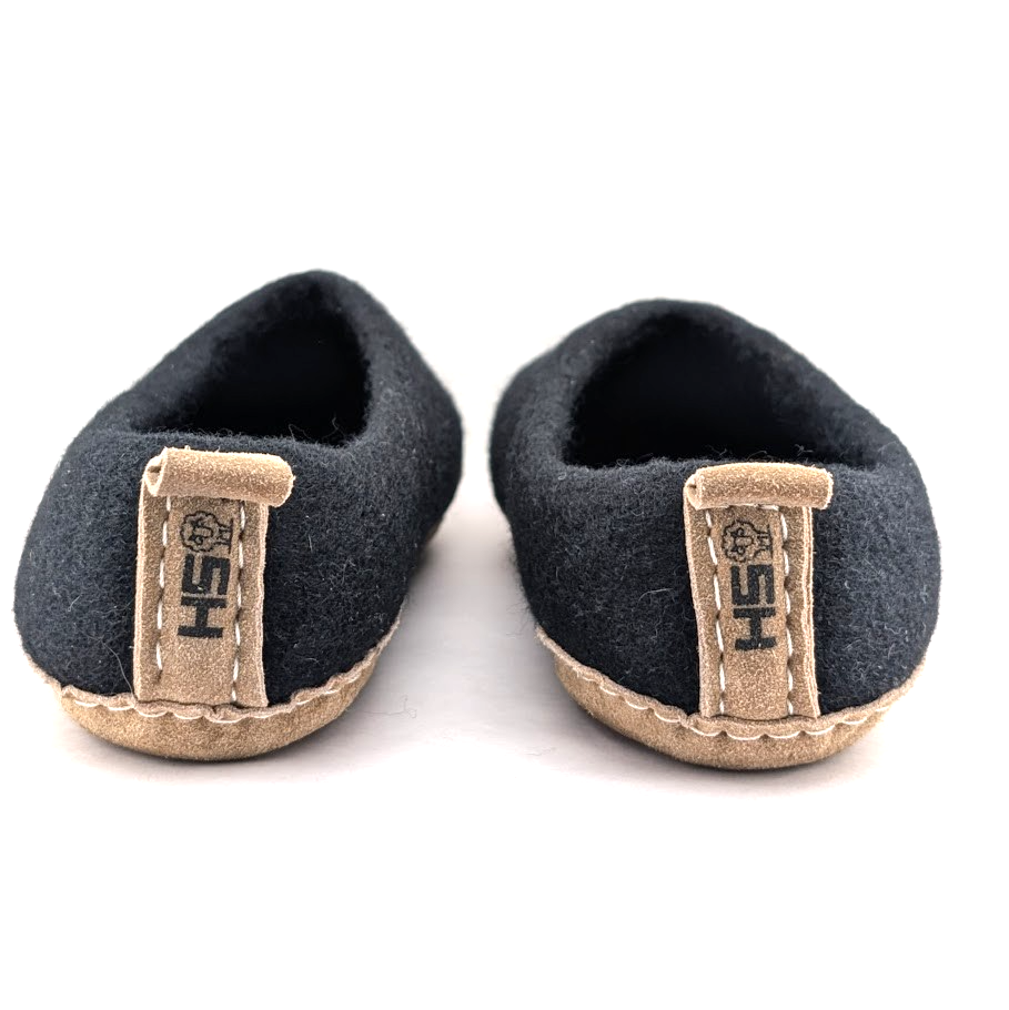 HAUSSIMPLE Indoor Wool Slippers ~ Mens Size 7.5 /  Womens Size 8.5-9*~ Black/Tan HAUSSIMPLE