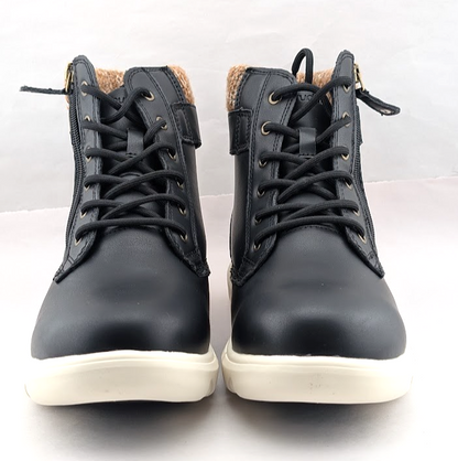 Womens 6.5 Warm Sneaker Boots Sweater Collar Side Zipper PU Leather unbranded