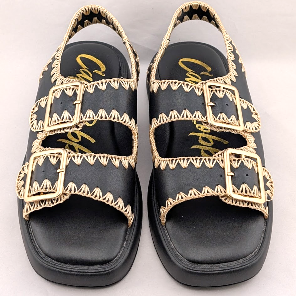 Cape Robbin Size 6 Black Ofilia Sling Back Open Toe Buckle Sandals Cape Robbin