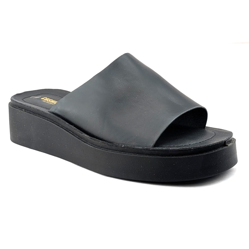 Cushionaire Size 10 Play~ Black Platform Memory Foam Slide Sandals CUSHIONAIRE