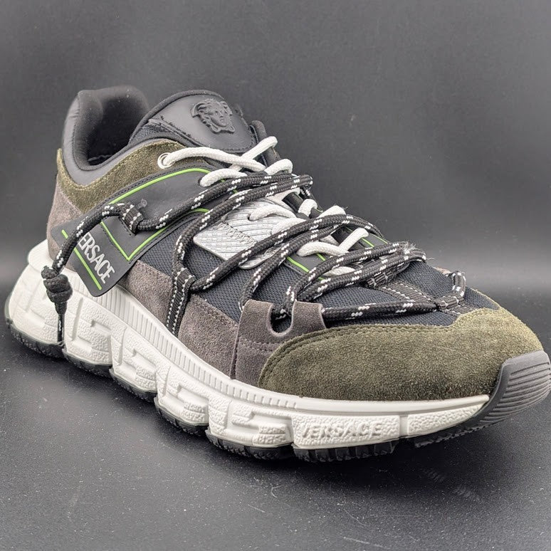 Versace Men's Greca Sneakers Gray/Green 13 US (46 EU) IT 1021490 Reg Retail $990 Versace