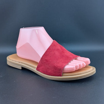 Simona Rossi Red Genuine Leather Women's Slide Sandals Slip On Size 7.5 simona rossi