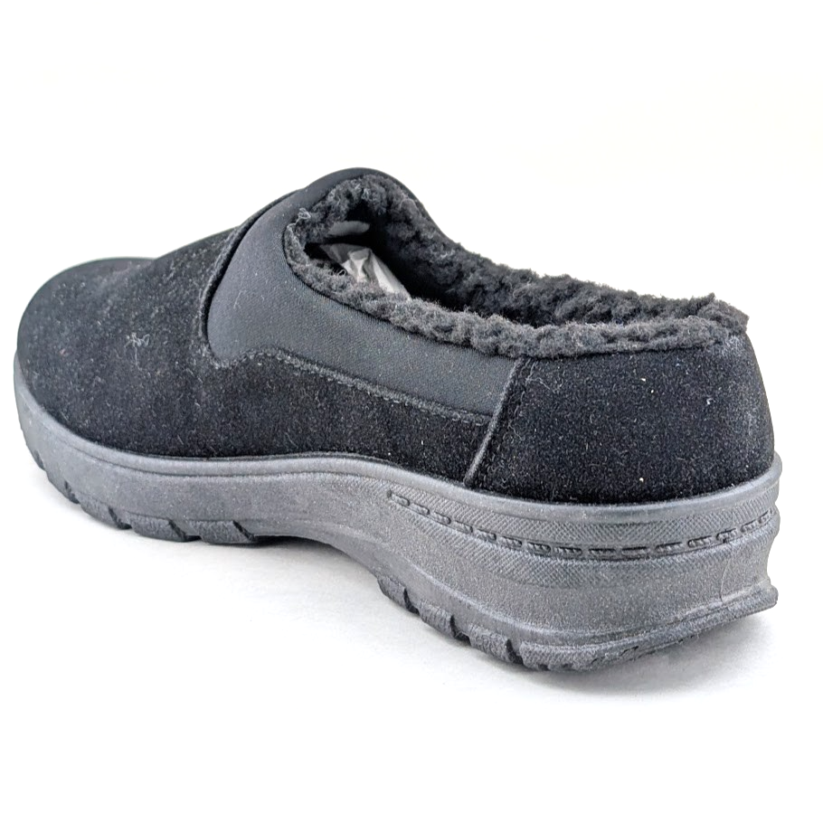 40% OFF ~Duluth Womens Sz 6.5 Mules Black Comfort Walking Shoe Faux Fur Clog Easy Street